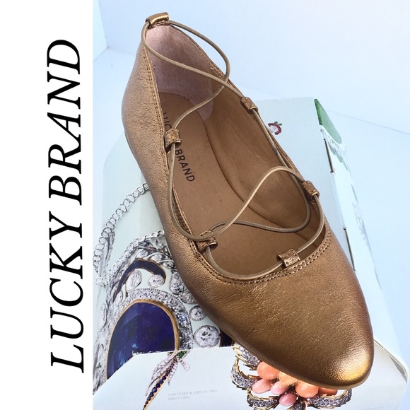 Lucky Brand Shoes - LUCKY BRAND BALLET FLATS GOLD COOPER LEATHER